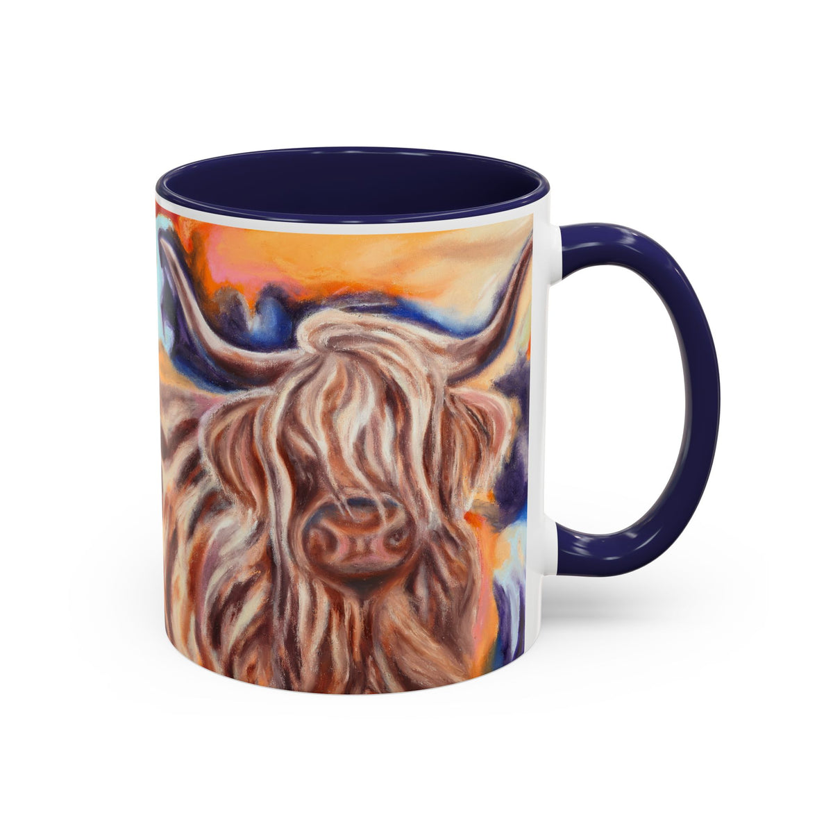 Highland Cow Accent Coffee Mug – Colorful Highland Cattle Art (11/15oz)