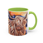 Highland Cow Accent Coffee Mug – Colorful Highland Cattle Art (11/15oz)