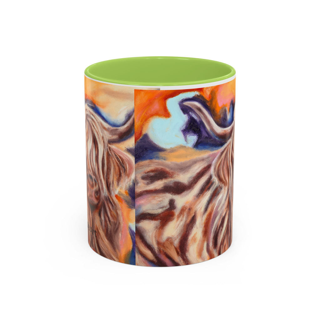 Highland Cow Accent Coffee Mug – Colorful Highland Cattle Art (11/15oz)