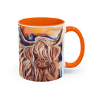 Highland Cow Accent Coffee Mug – Colorful Highland Cattle Art (11/15oz)