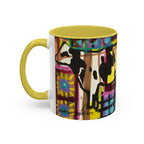 Abstract Colorblock Cow Art Mug — Vibrant Farmhouse Coffee Cup (11oz/15oz)