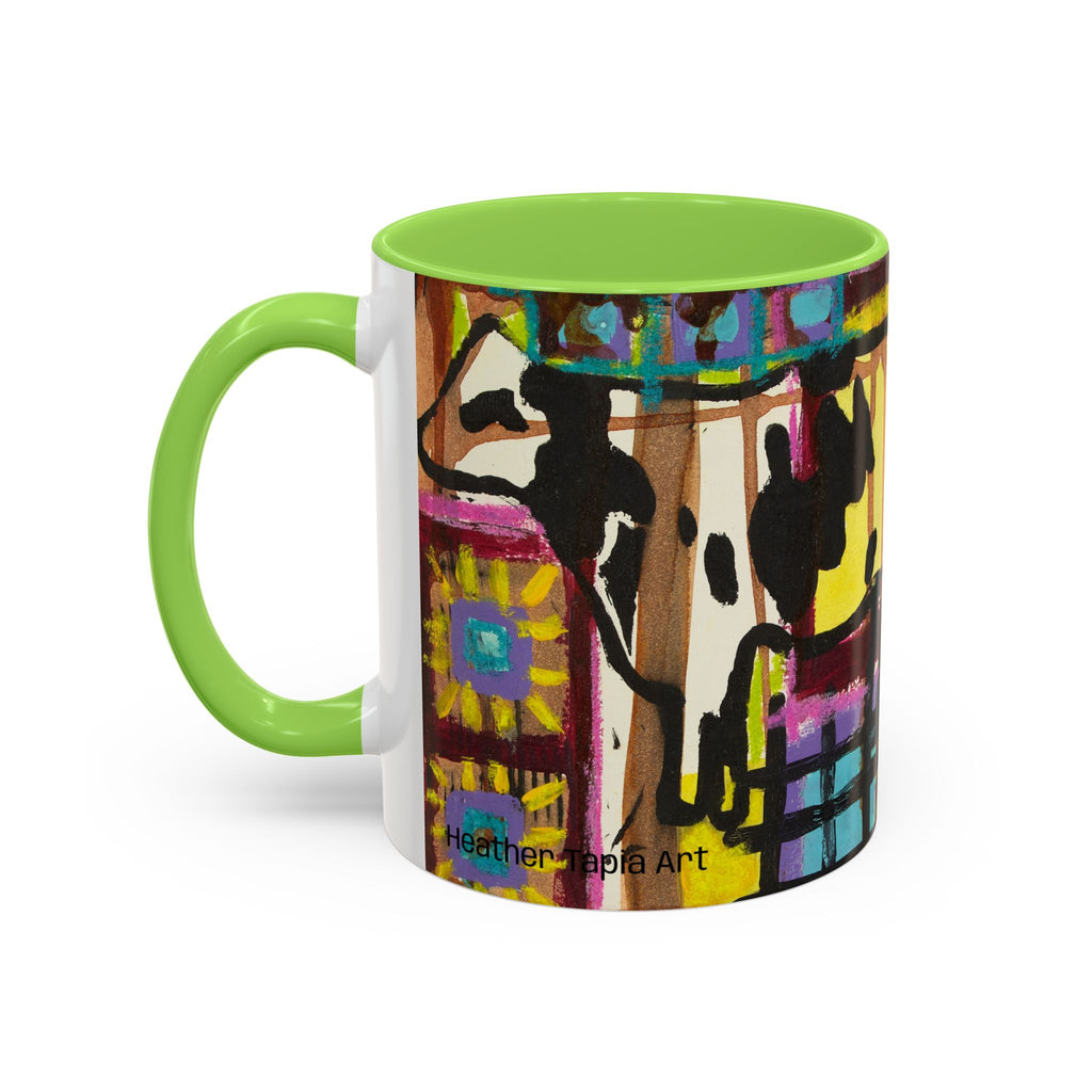 Abstract Colorblock Cow Art Mug — Vibrant Farmhouse Coffee Cup (11oz/15oz)