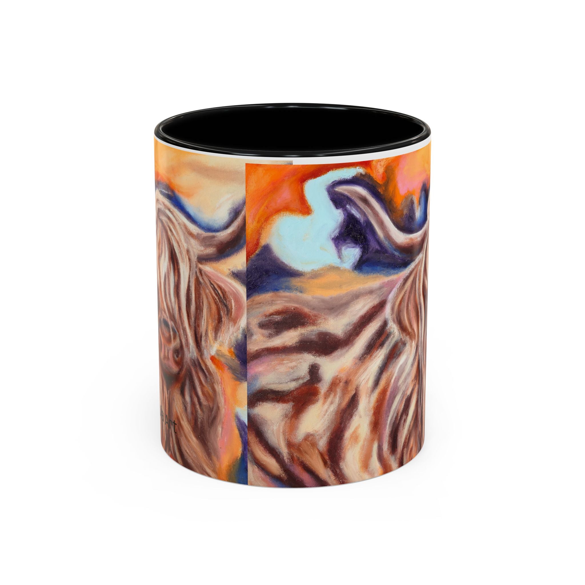 Highland Cow Accent Coffee Mug – Colorful Highland Cattle Art (11/15oz)