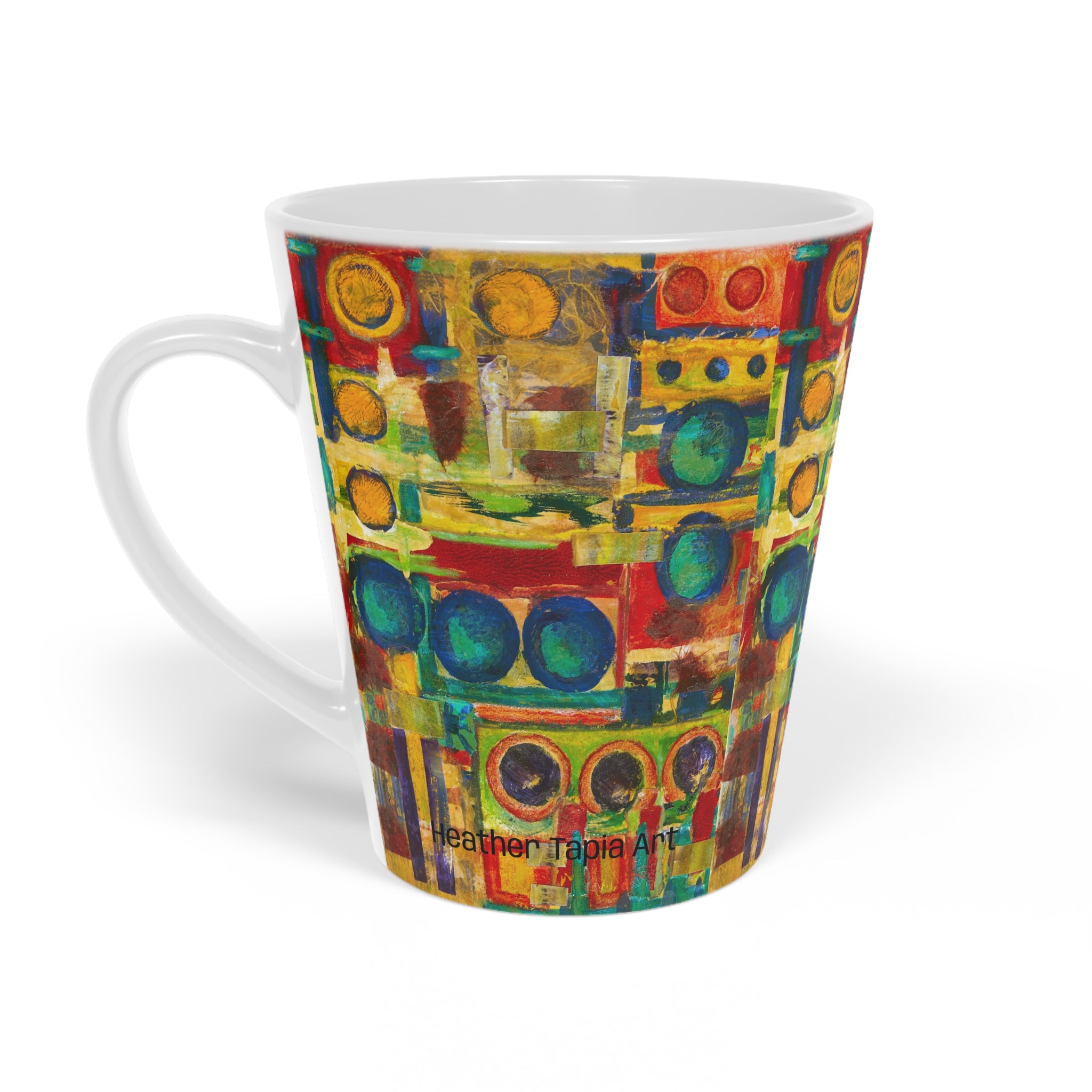 Abstract Colorblock Latte Mug — Bright Geo Art 12oz