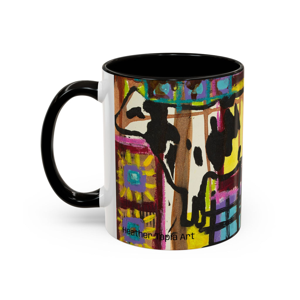 Abstract Colorblock Cow Art Mug — Vibrant Farmhouse Coffee Cup (11oz/15oz)