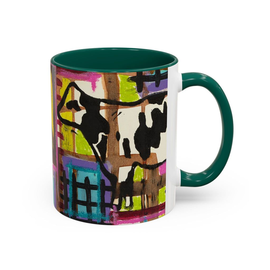 Abstract Colorblock Cow Art Mug — Vibrant Farmhouse Coffee Cup (11oz/15oz)