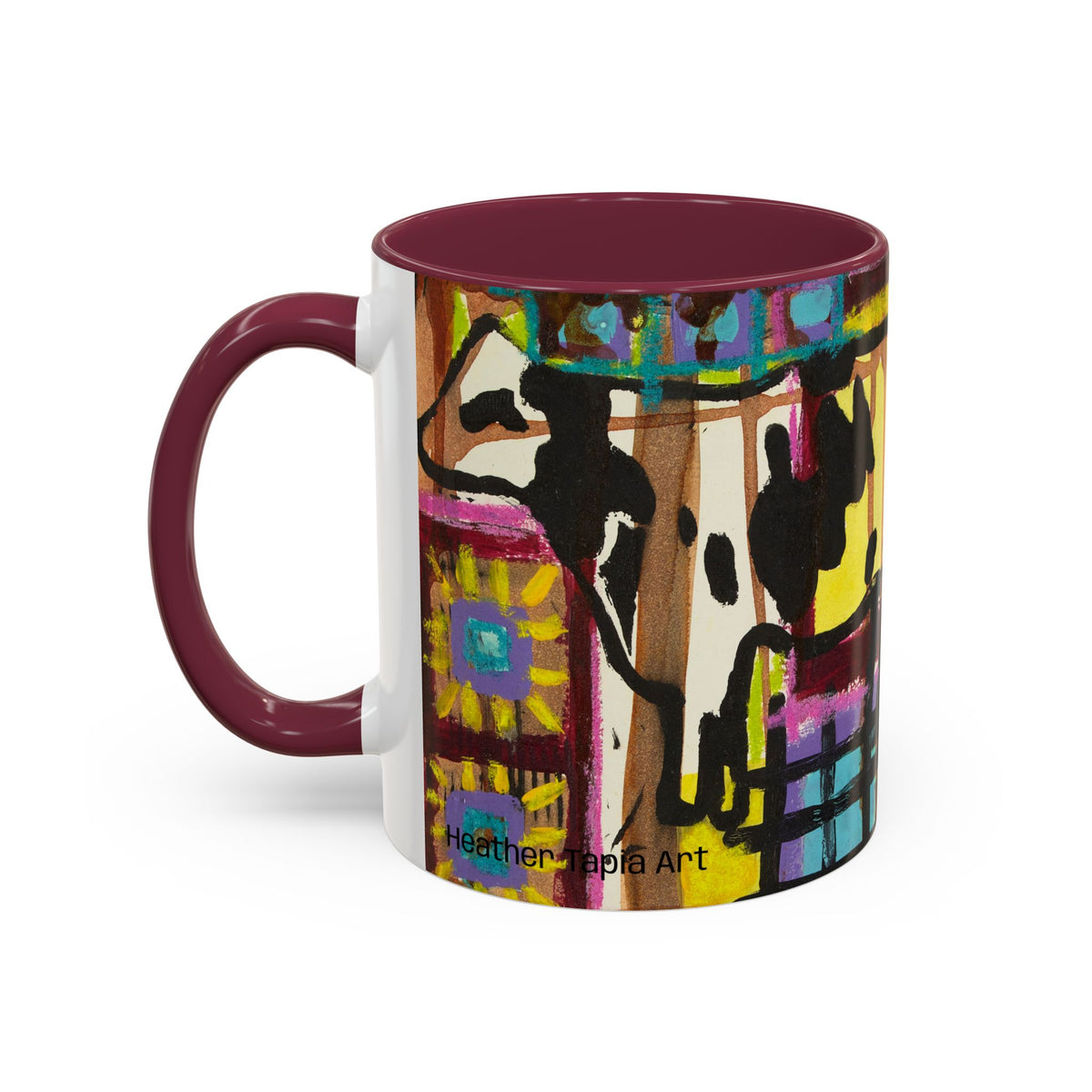 Abstract Colorblock Cow Art Mug — Vibrant Farmhouse Coffee Cup (11oz/15oz)
