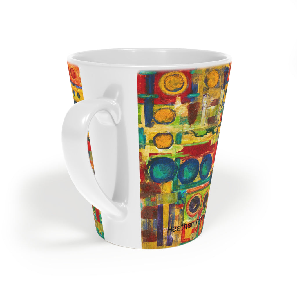 Abstract Colorblock Latte Mug — Bright Geo Art 12oz
