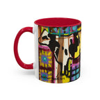 Abstract Colorblock Cow Art Mug — Vibrant Farmhouse Coffee Cup (11oz/15oz)