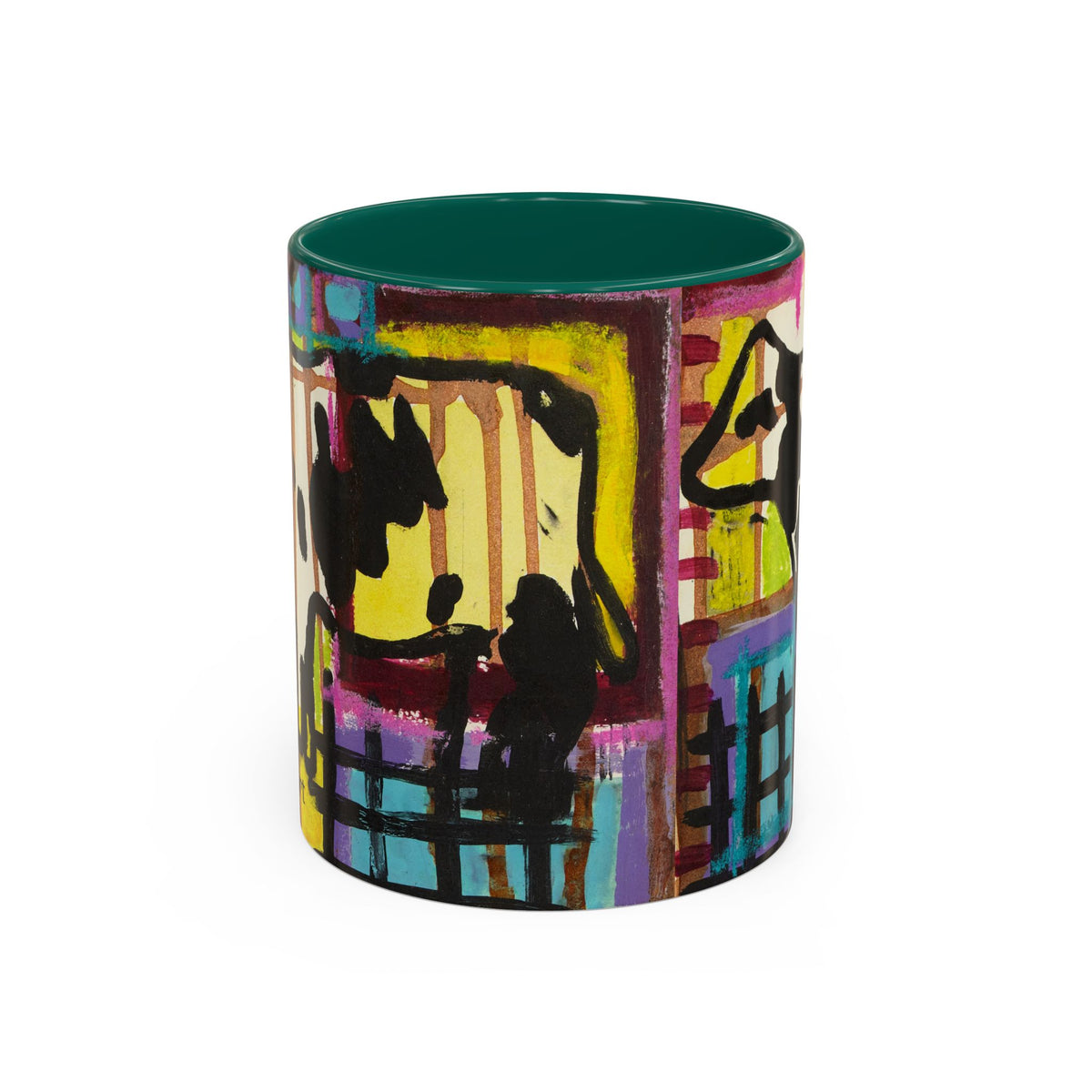 Abstract Colorblock Cow Art Mug — Vibrant Farmhouse Coffee Cup (11oz/15oz)