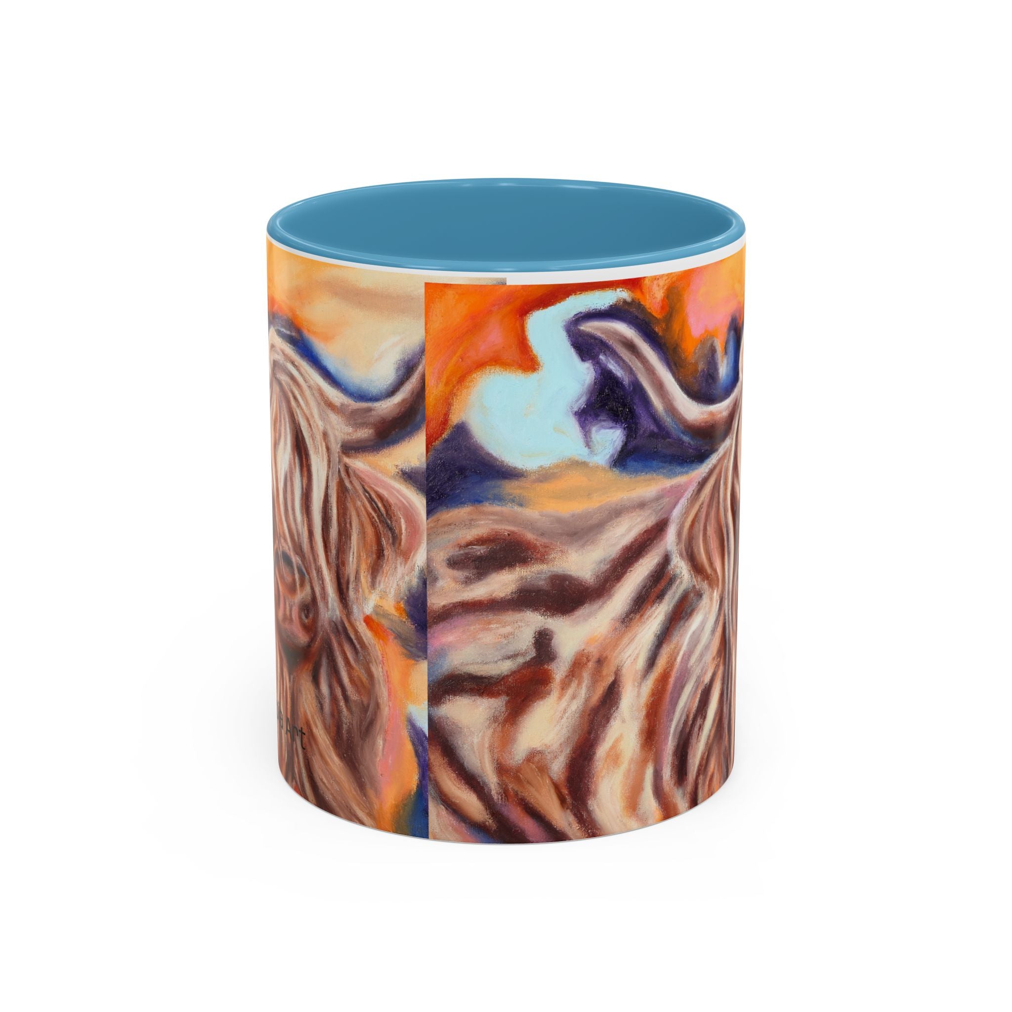 Highland Cow Accent Coffee Mug – Colorful Highland Cattle Art (11/15oz)
