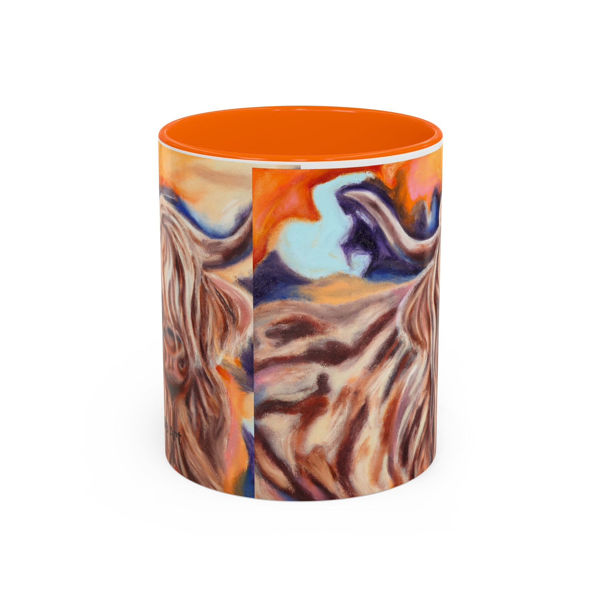 Highland Cow Accent Coffee Mug – Colorful Highland Cattle Art (11/15oz)