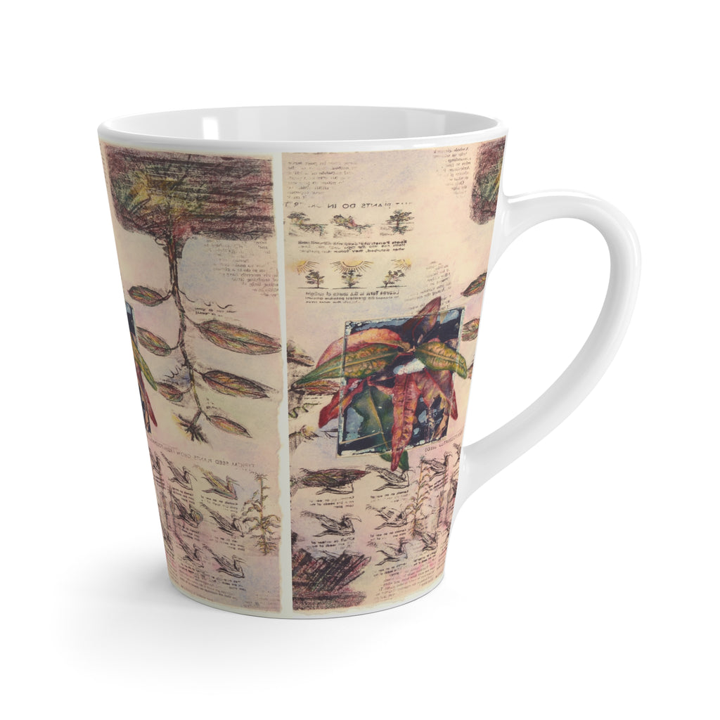 Botanical Sketch Latte Mug — Vintage Floral Illustration Coffee Cup