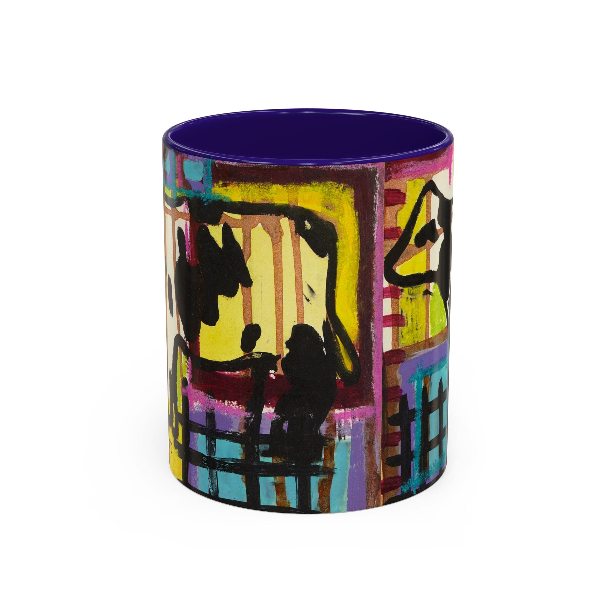 Abstract Colorblock Cow Art Mug — Vibrant Farmhouse Coffee Cup (11oz/15oz)