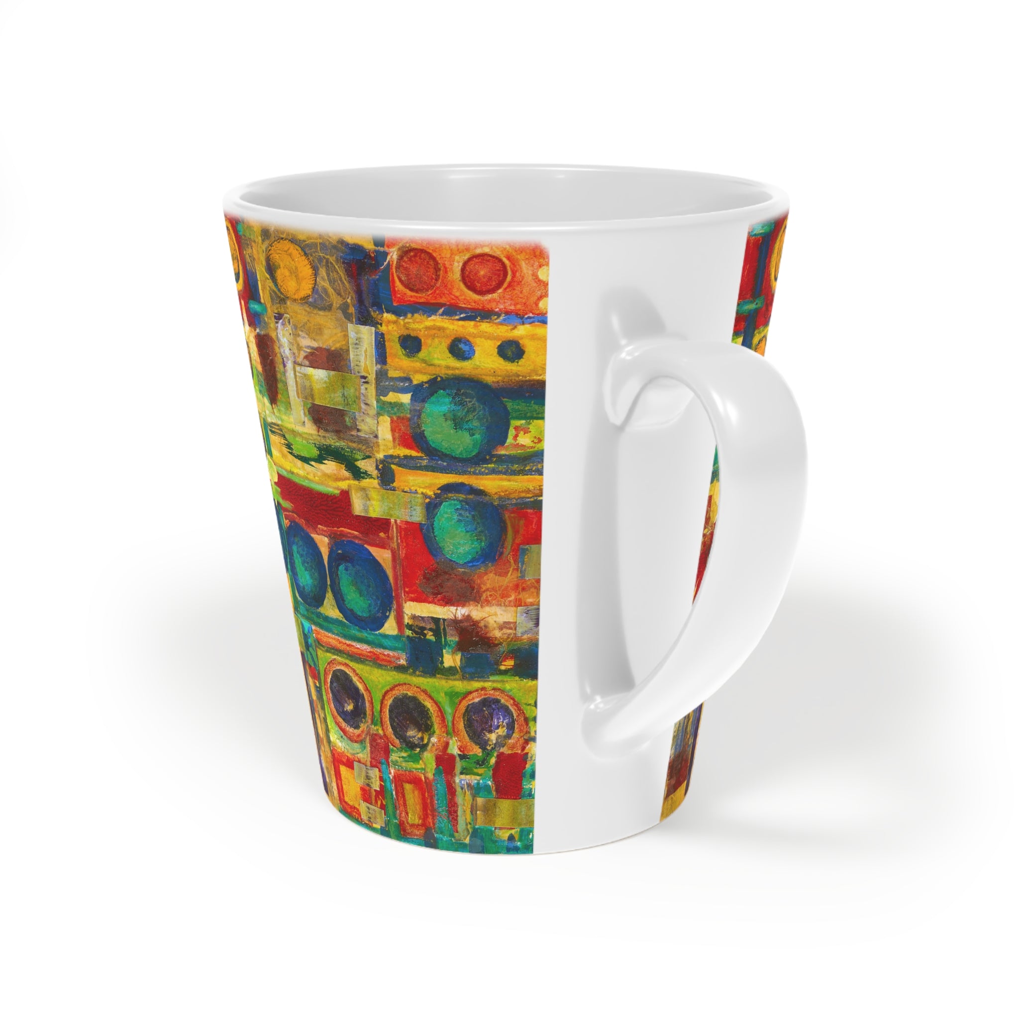 Abstract Colorblock Latte Mug — Bright Geo Art 12oz