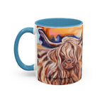 Highland Cow Accent Coffee Mug – Colorful Highland Cattle Art (11/15oz)