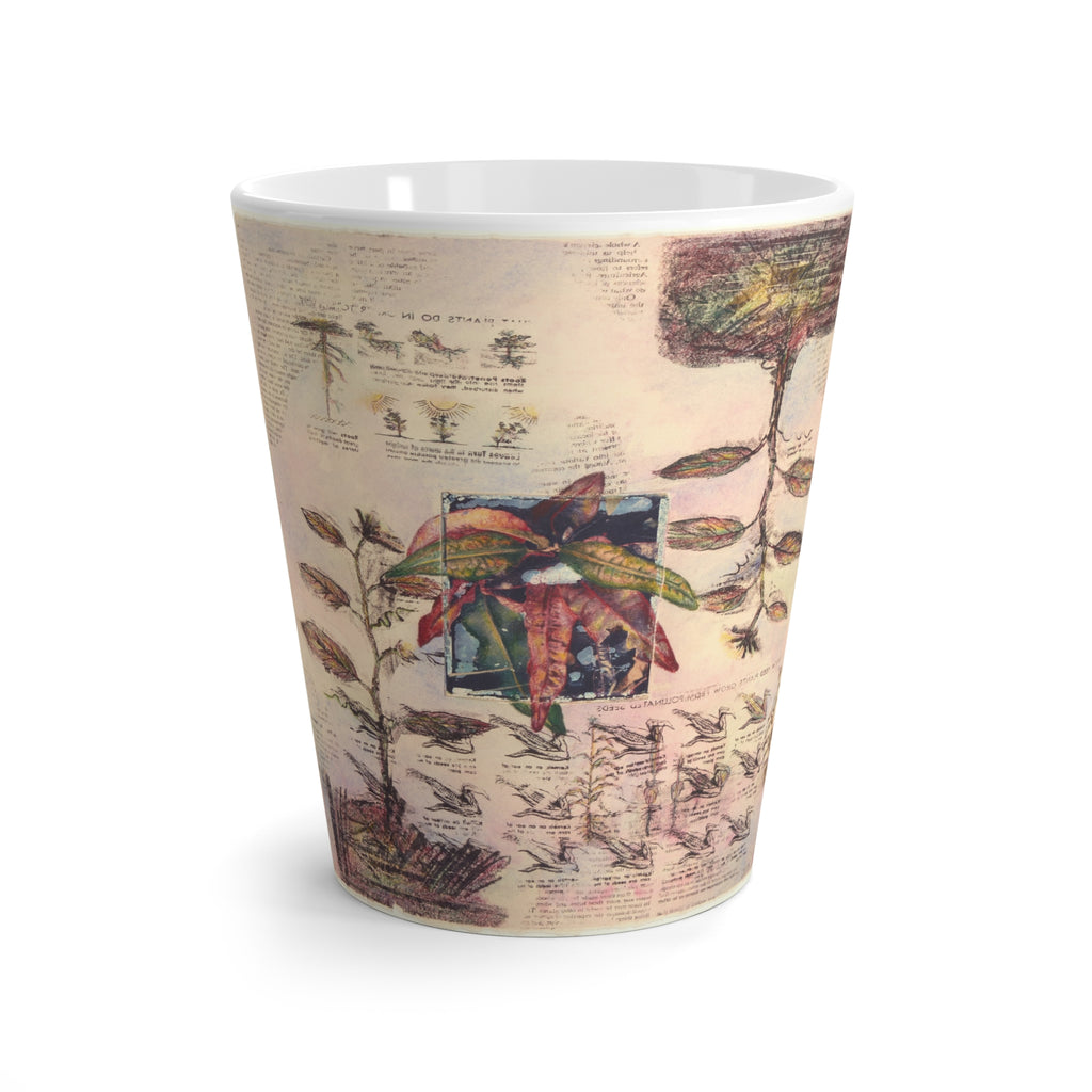 Botanical Sketch Latte Mug — Vintage Floral Illustration Coffee Cup