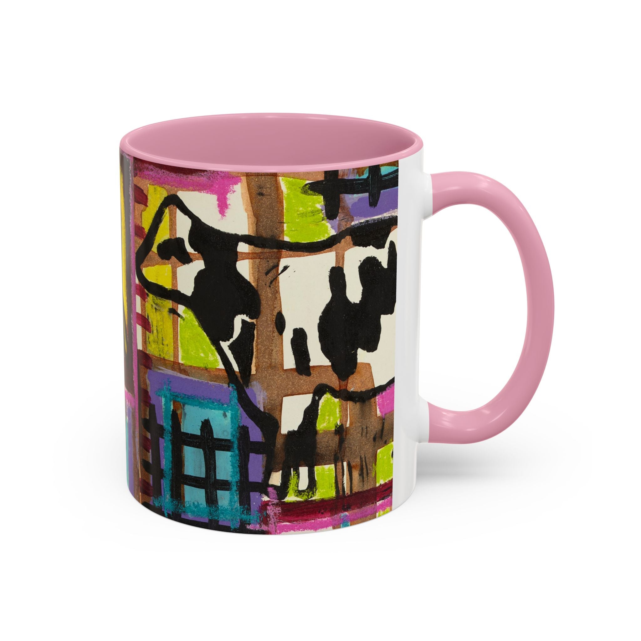 Abstract Colorblock Cow Art Mug — Vibrant Farmhouse Coffee Cup (11oz/15oz)