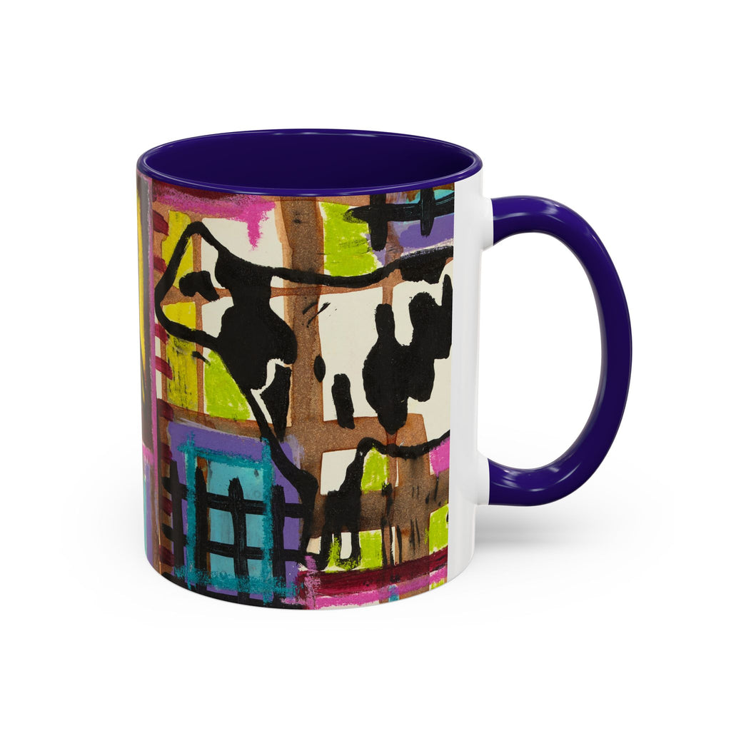 Abstract Colorblock Cow Art Mug — Vibrant Farmhouse Coffee Cup (11oz/15oz)