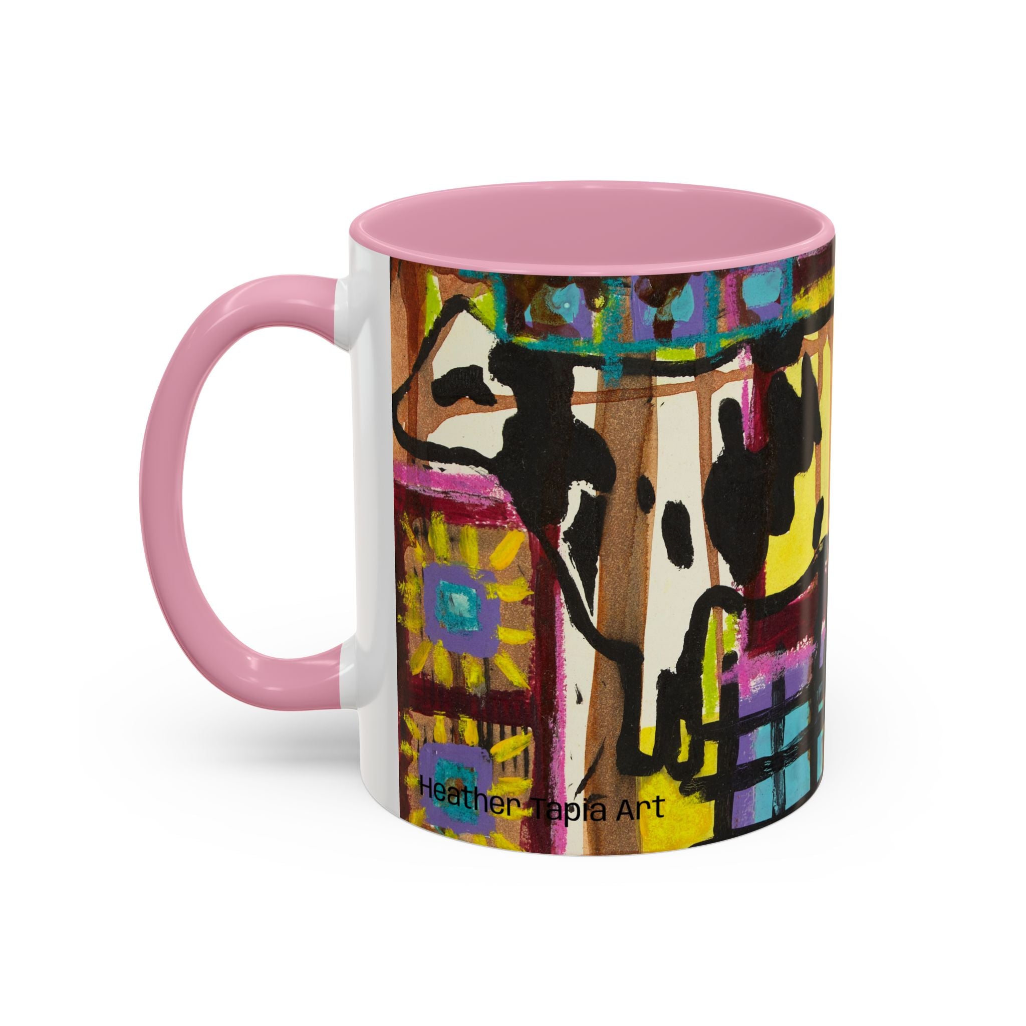 Abstract Colorblock Cow Art Mug — Vibrant Farmhouse Coffee Cup (11oz/15oz)