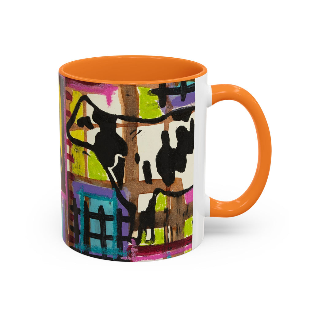 Abstract Colorblock Cow Art Mug — Vibrant Farmhouse Coffee Cup (11oz/15oz)