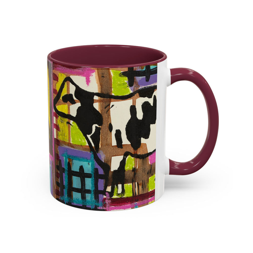 Abstract Colorblock Cow Art Mug — Vibrant Farmhouse Coffee Cup (11oz/15oz)
