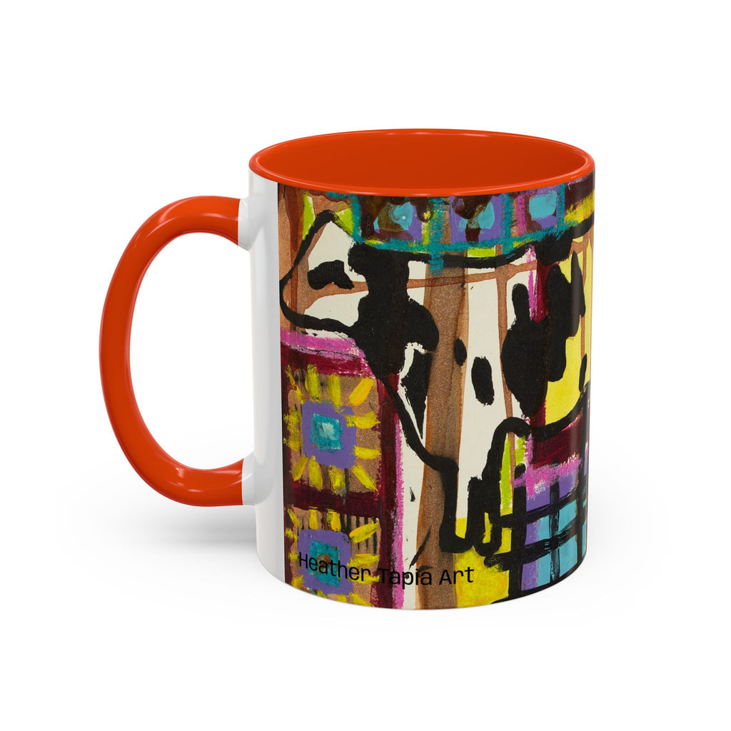Abstract Colorblock Cow Art Mug — Vibrant Farmhouse Coffee Cup (11oz/15oz)