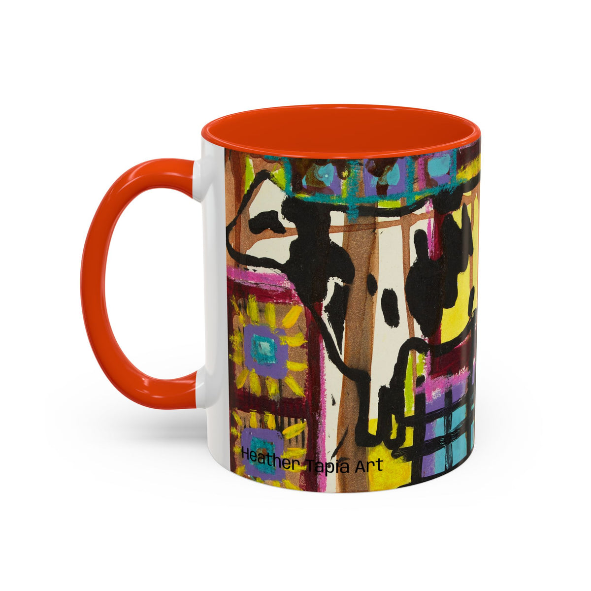 Abstract Colorblock Cow Art Mug — Vibrant Farmhouse Coffee Cup (11oz/15oz)