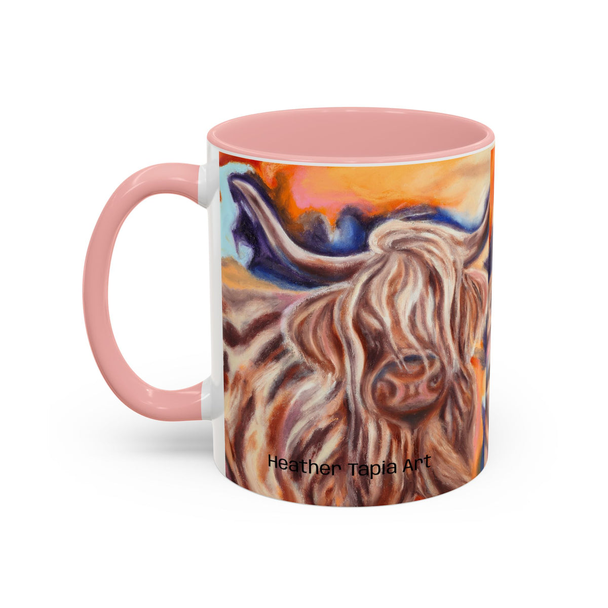 Highland Cow Accent Coffee Mug – Colorful Highland Cattle Art (11/15oz)