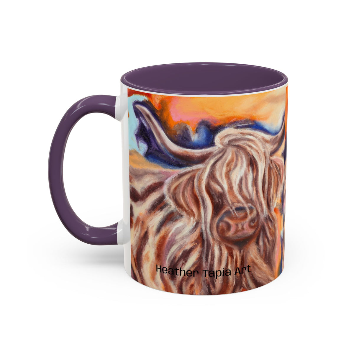 Highland Cow Accent Coffee Mug – Colorful Highland Cattle Art (11/15oz)