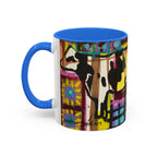 Abstract Colorblock Cow Art Mug — Vibrant Farmhouse Coffee Cup (11oz/15oz)
