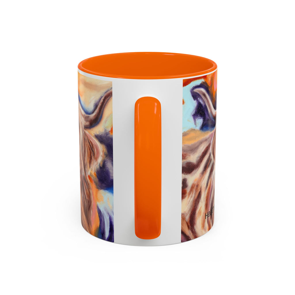 Highland Cow Accent Coffee Mug – Colorful Highland Cattle Art (11/15oz)