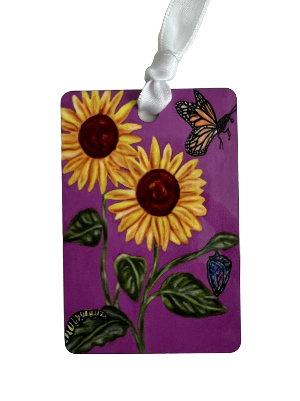 Sunflower ornament on purple background (rectangle shape)