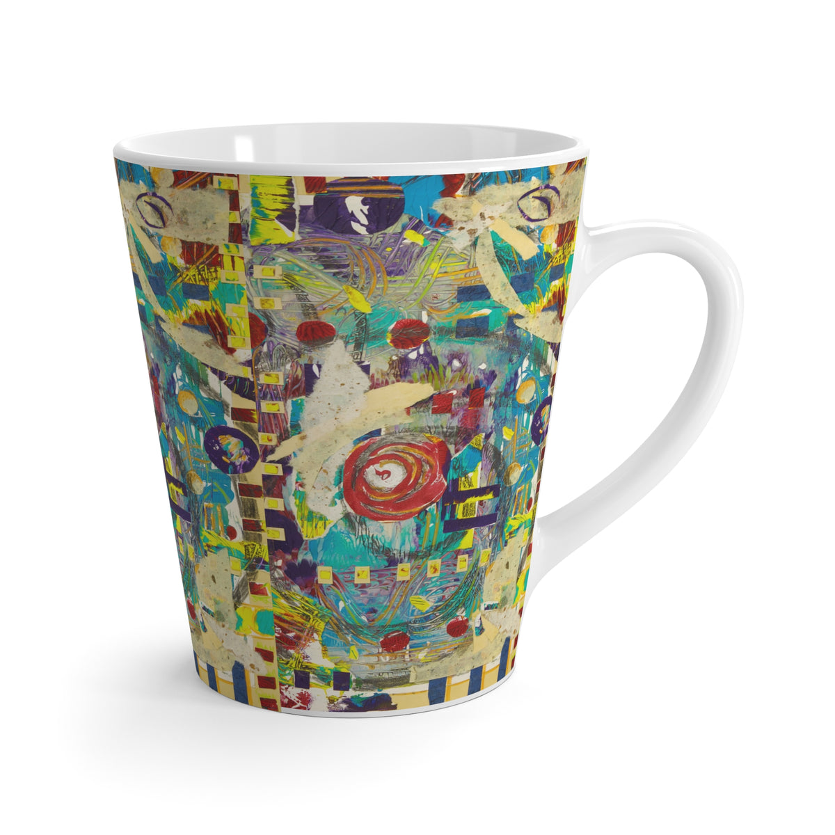 Abstract Colorful Latte Mug — Vibrant Modern Art Coffee Cup