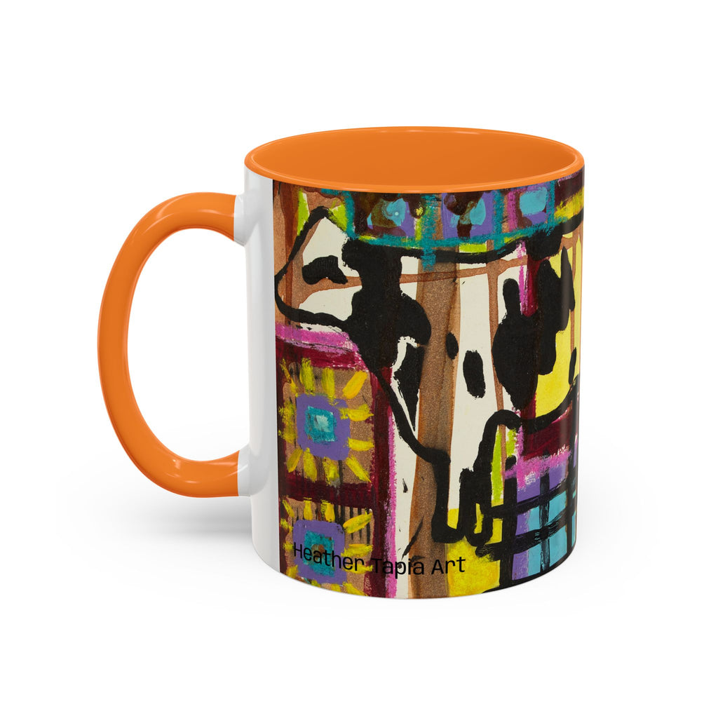 Abstract Colorblock Cow Art Mug — Vibrant Farmhouse Coffee Cup (11oz/15oz)