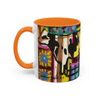 Abstract Colorblock Cow Art Mug — Vibrant Farmhouse Coffee Cup (11oz/15oz)