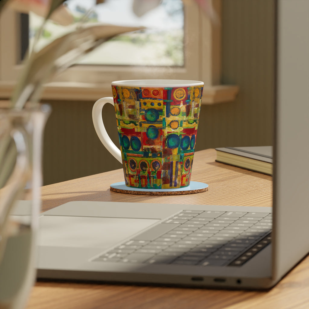 Abstract Colorblock Latte Mug — Bright Geo Art 12oz