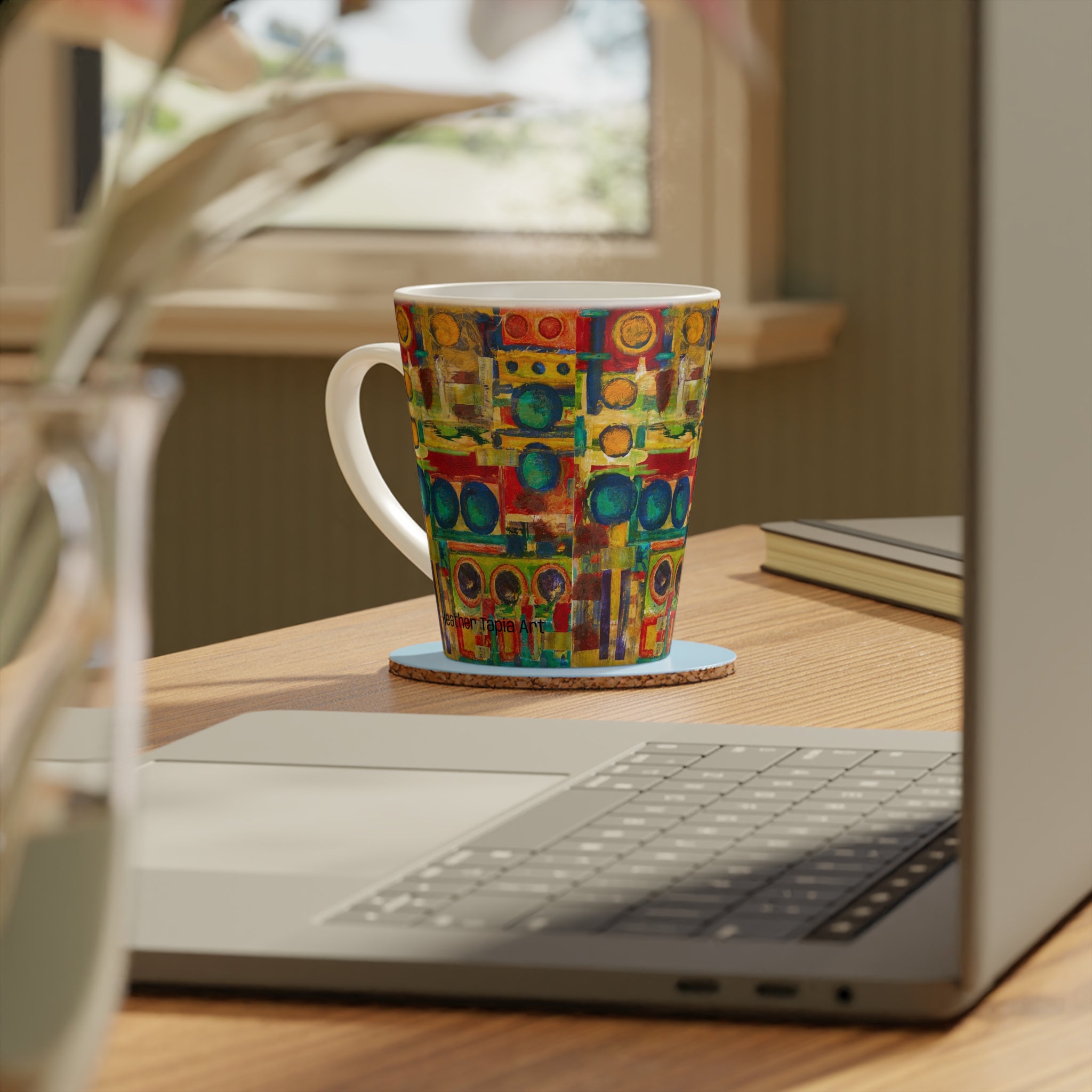 Abstract Colorblock Latte Mug — Bright Geo Art 12oz