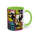 Abstract Colorblock Cow Art Mug — Vibrant Farmhouse Coffee Cup (11oz/15oz)