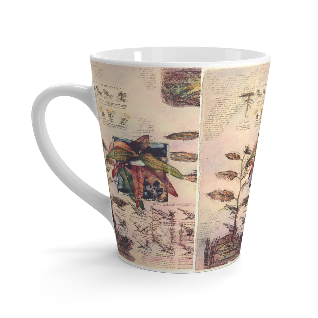 Botanical Sketch Latte Mug — Vintage Floral Illustration Coffee Cup