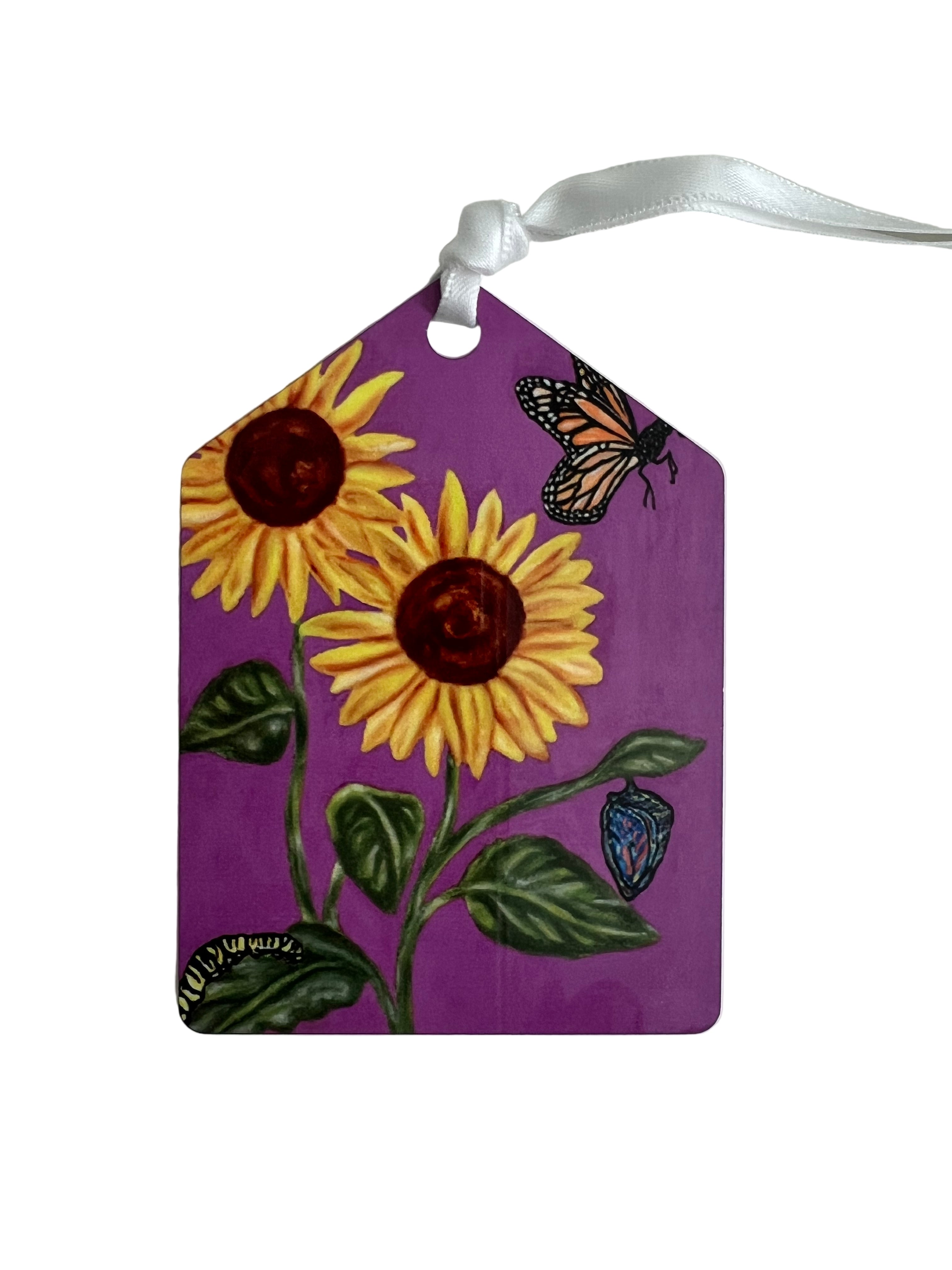 Sunflower with purple background (pentagon shaped)