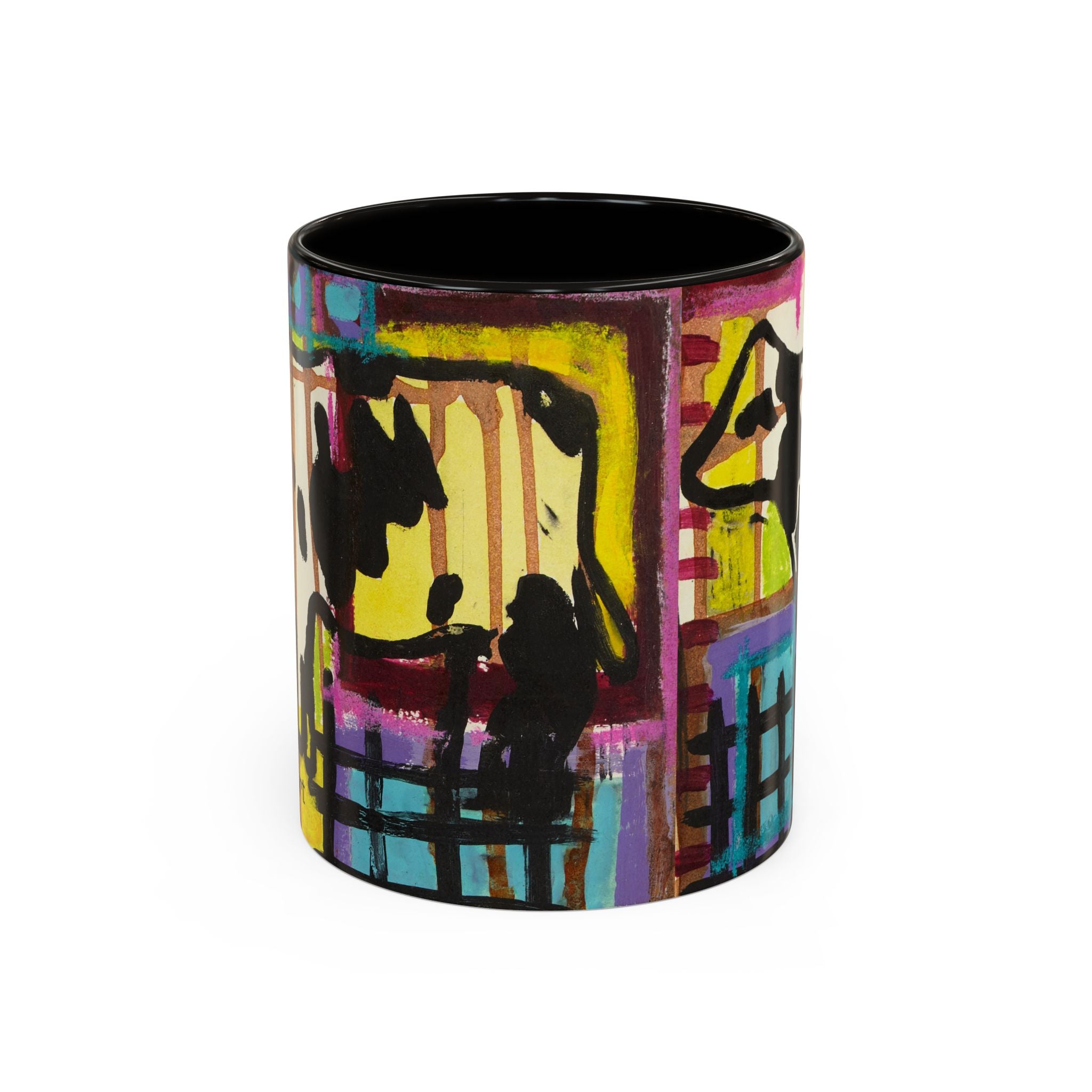 Abstract Colorblock Cow Art Mug — Vibrant Farmhouse Coffee Cup (11oz/15oz)