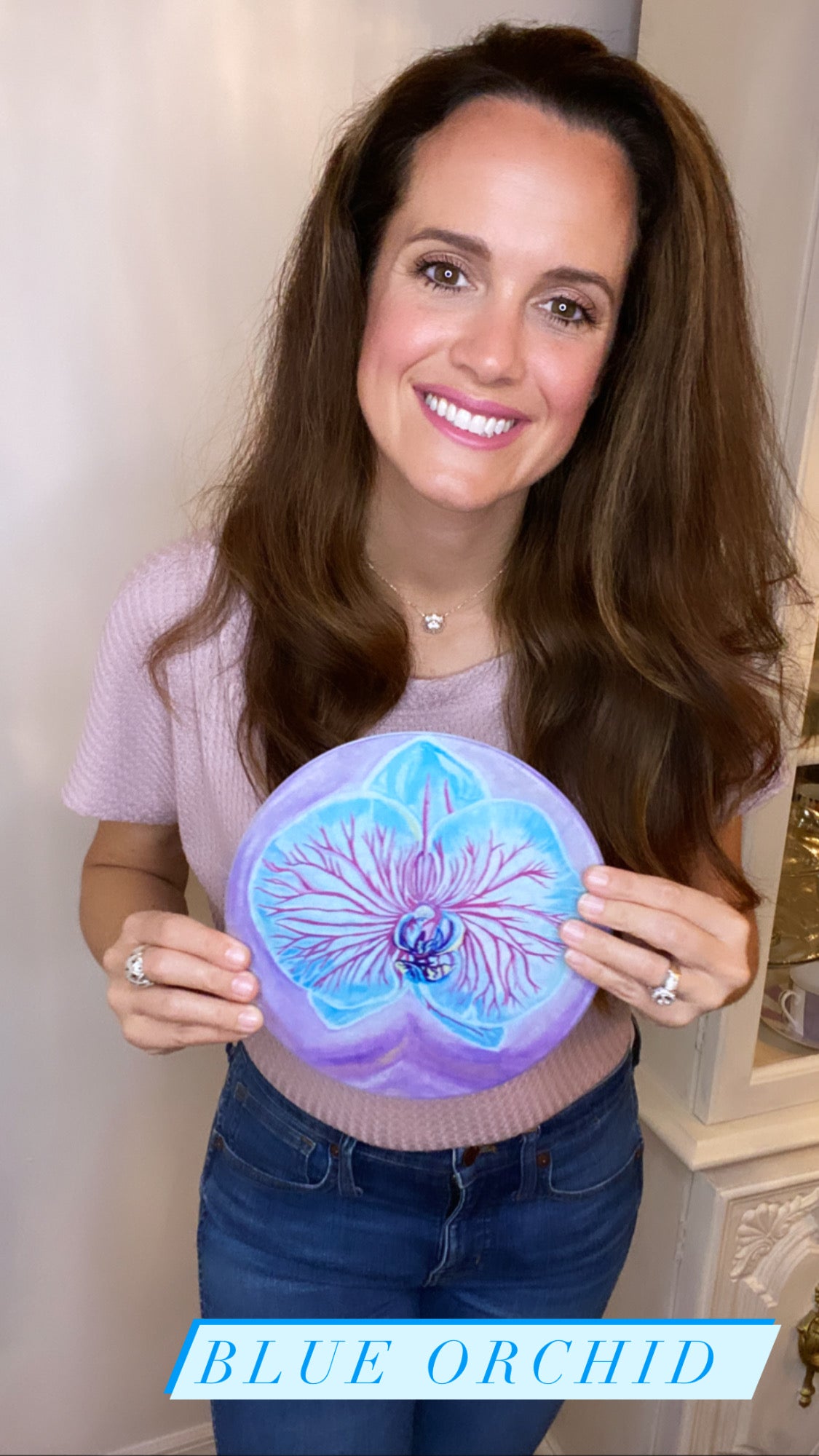 Blue orchid glass cutting board