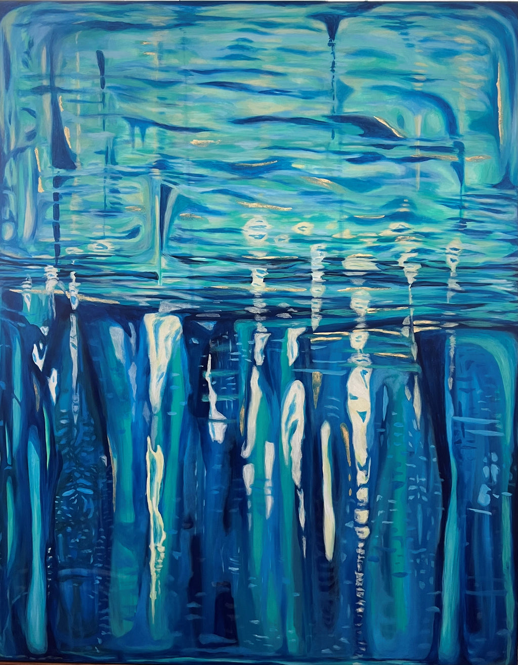 Calming Reflections 48" x 60" acrylic with leaf