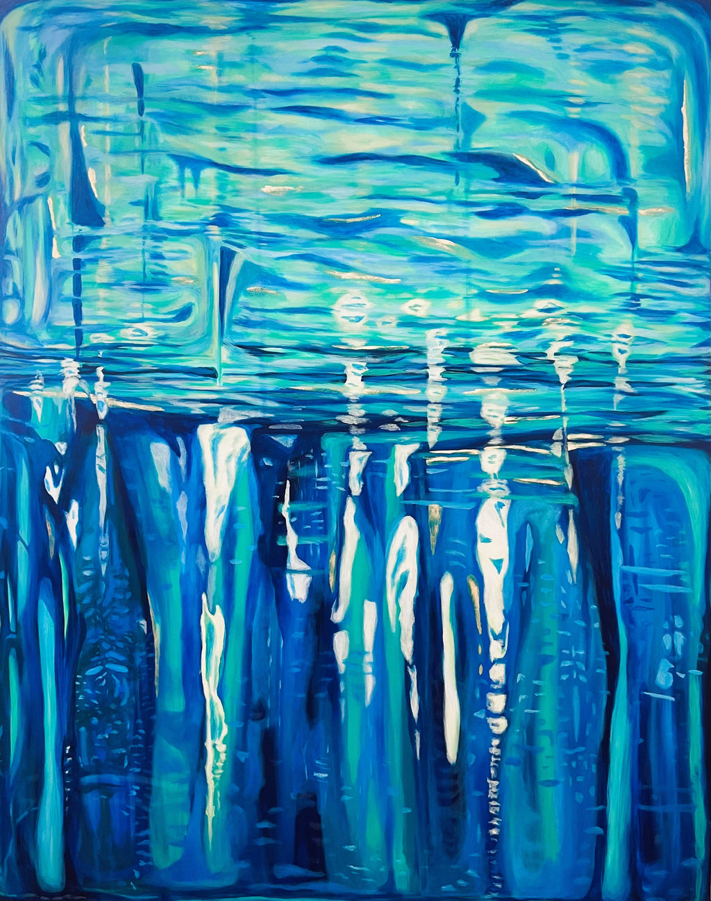 Calming Reflections 48" x 60" acrylic with leaf