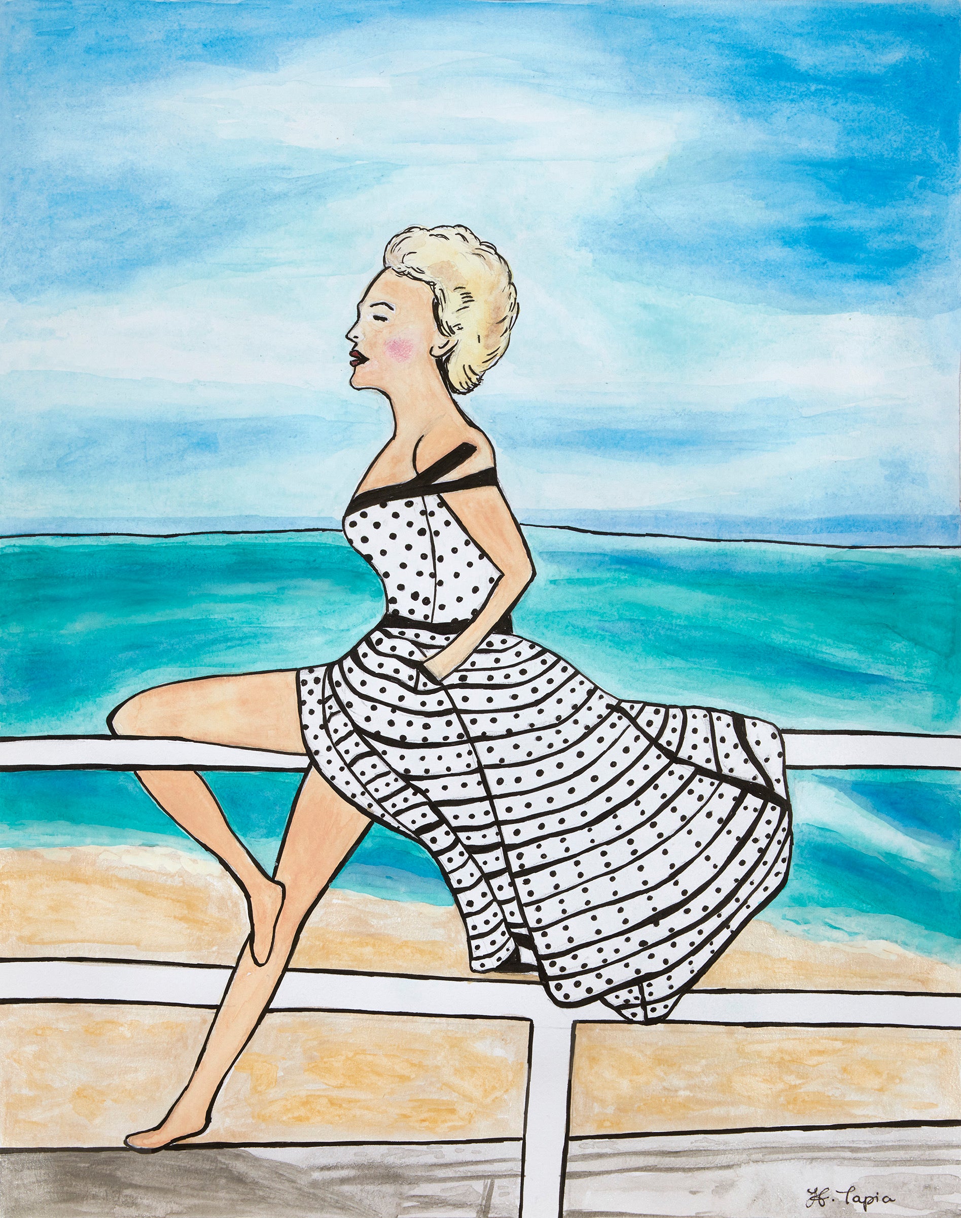 Evelyn in the Miami Breeze. 11” x 14” plus frame and matting