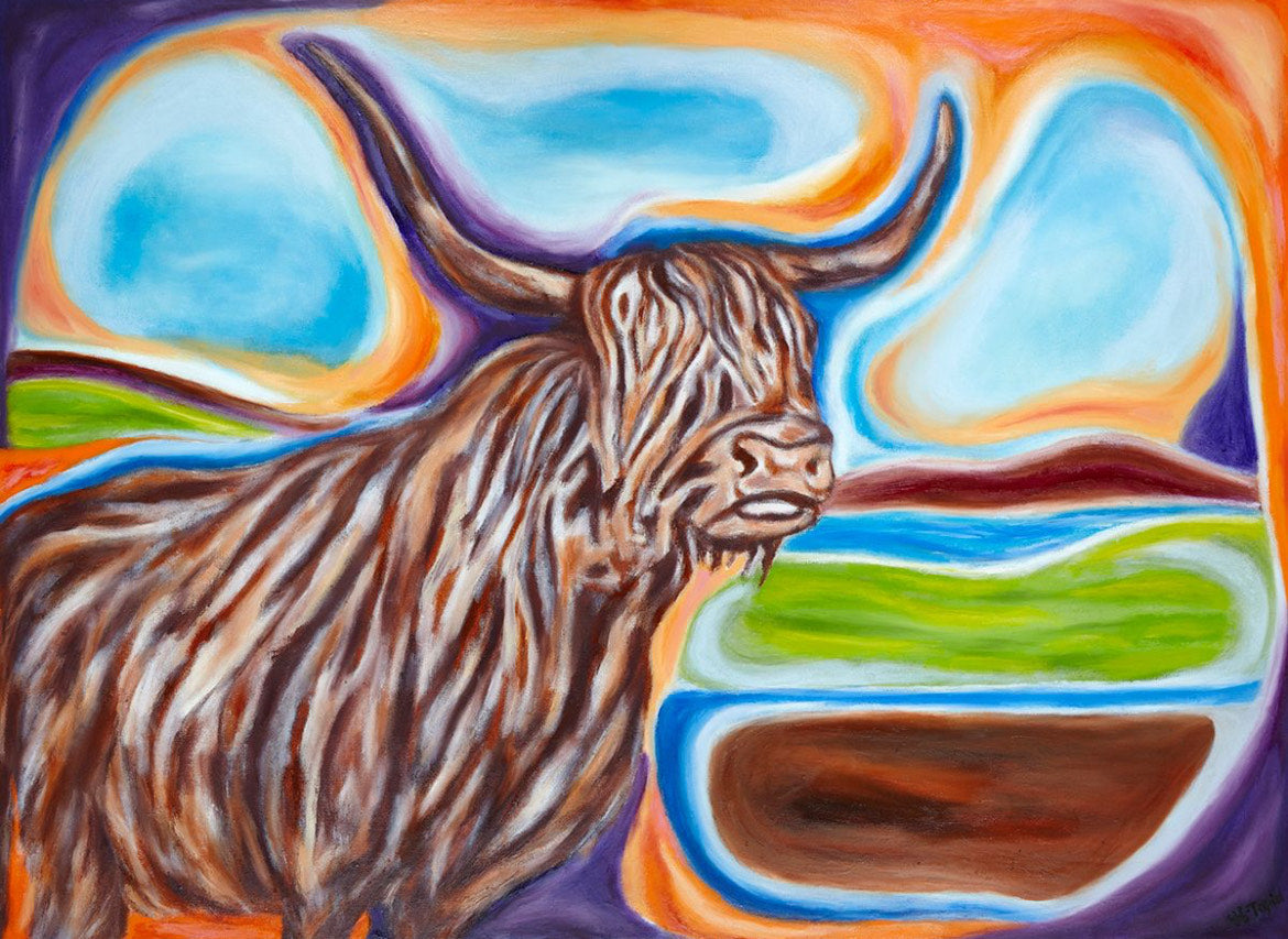 Harley, 30" x 40" Oil painting of a Highland Cow