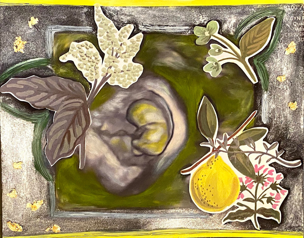 Mixed-Media Ultrasound Painting on 8" x 10" Wooden Canvas