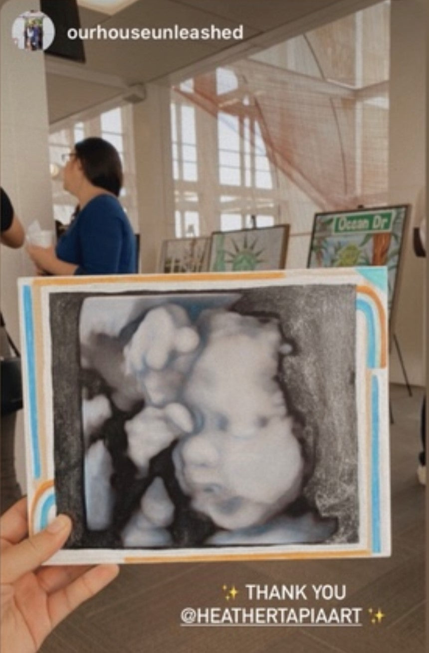 Mixed-Media Ultrasound Painting on 8" x 10" Wooden Canvas