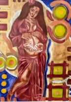 Custom Maternity and Ultrasound Sound Oil Painting, 18” x 24”